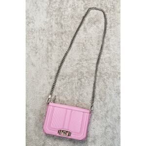 Rebecca Minkoff Chevron Quilt Mini Crossbody Bag Pink Leather Silver Hardware